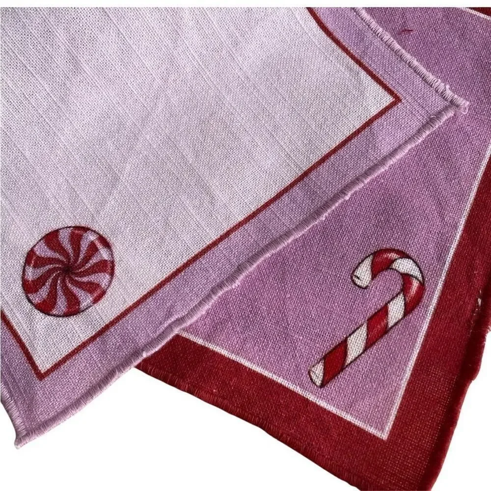 Anthropologie Bonbons Nostalgic Christmas Candy Cocktail Napkins Set of 4 Retro